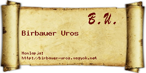 Birbauer Uros névjegykártya